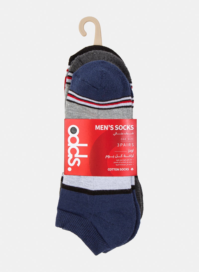Odds Men's Pack of 3 Half Terry Ankle Patterned Socks - Image 5